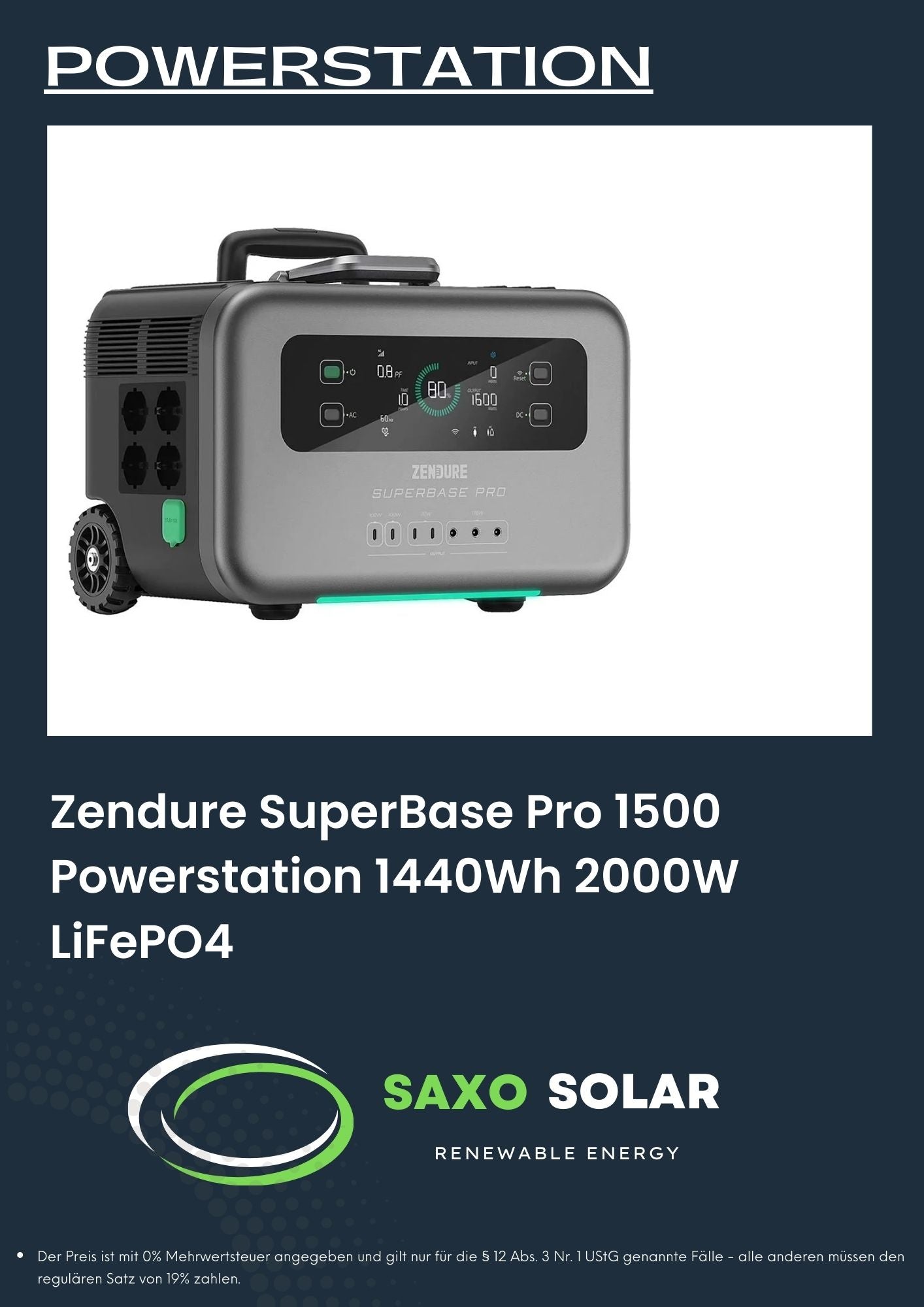 Zendure SuperBase Pro 1500 Powerstation 1440Wh 2000W LiFePO4