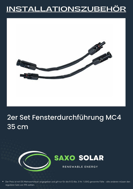 2er Set Fensterdurchführung Photovoltaikmodule MC4