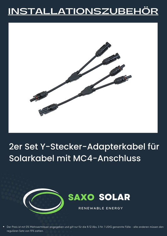 2er Set Y-Stecker-Adapterkabel für Solarkabel mit MC4-Anschluss