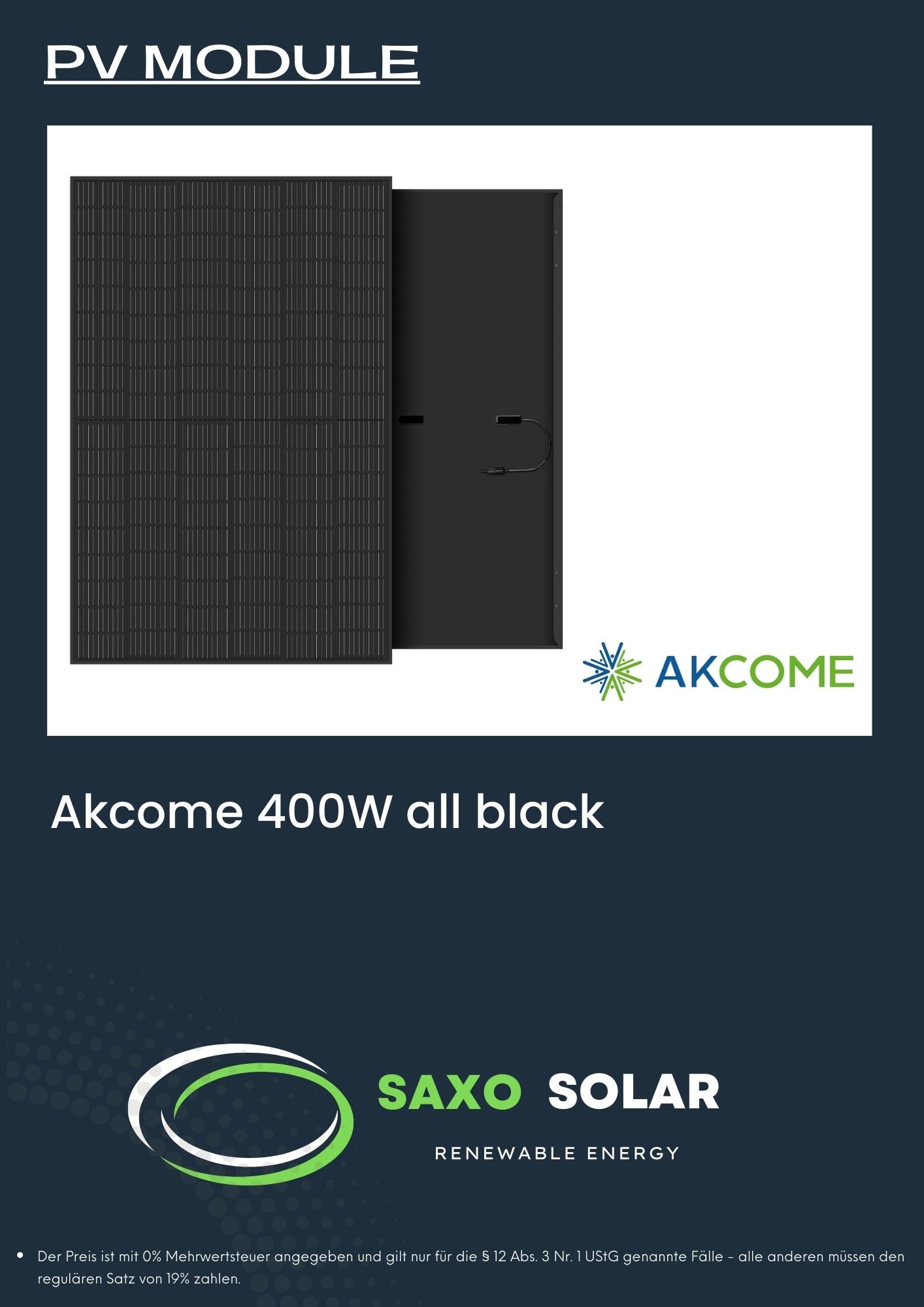 Akcome Solar Modul All Black Half Cell 400 W