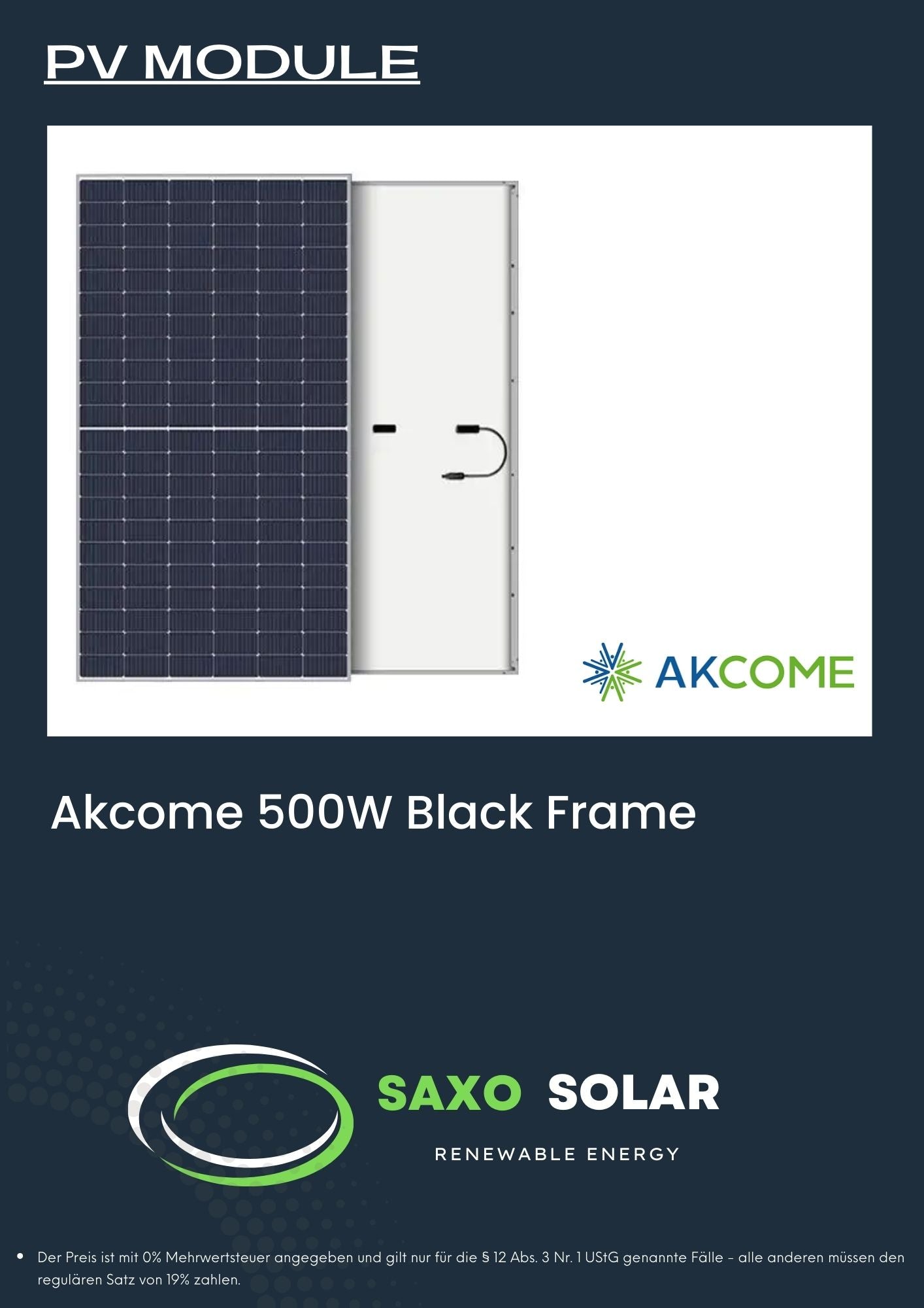 Akcome Solar Modul Black Frame Half Cell 500 W