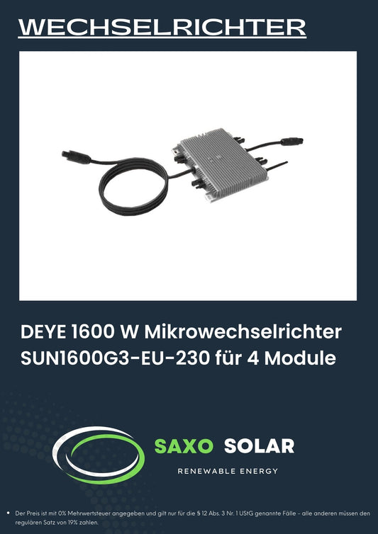 DEYE 1600 W Mikrowechselrichter SUN1600G3-EU-230 für 4 Module