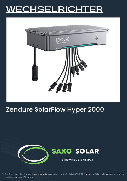 Zendure SolarFlow Hyper 2000 Hybrid-Wechselrichter für Balkonkraftwerk AC-gekoppelt