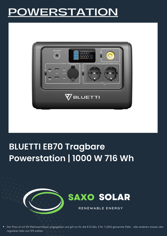 BLUETTI EB70 Tragbare Powerstation 1000 W 716 Wh