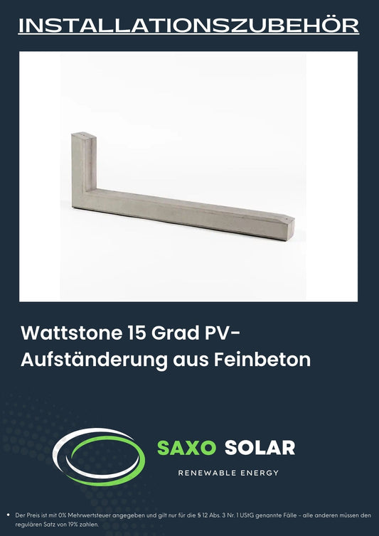 WATTSTONE 15° Betonaufständerungen für nahezu jedes PV-Modul geeignet