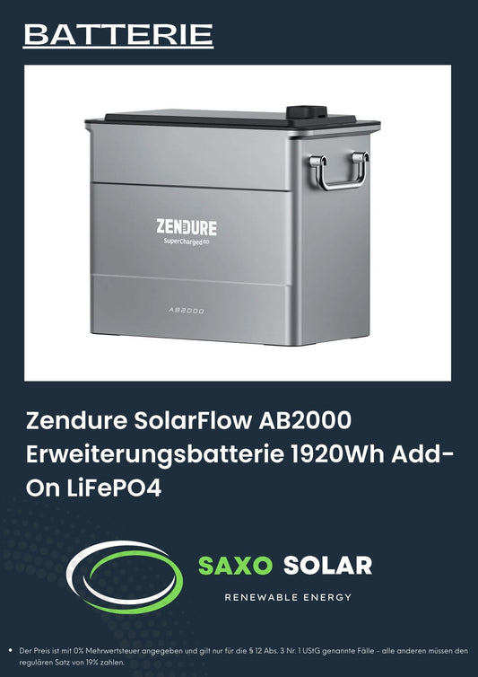 Zendure SolarFlow AB2000 Erweiterungsbatterie 1920Wh Add-On LiFePO4