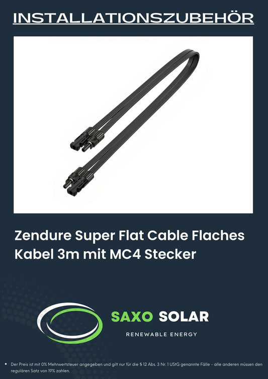 Zendure Super Flat Cable Flaches Kabel 3m mit MC4 Stecker