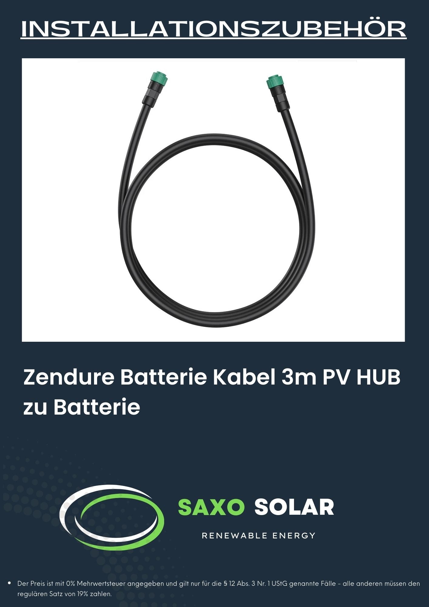 Zendure Batterie Kabel 3m PV HUB zu Batterie