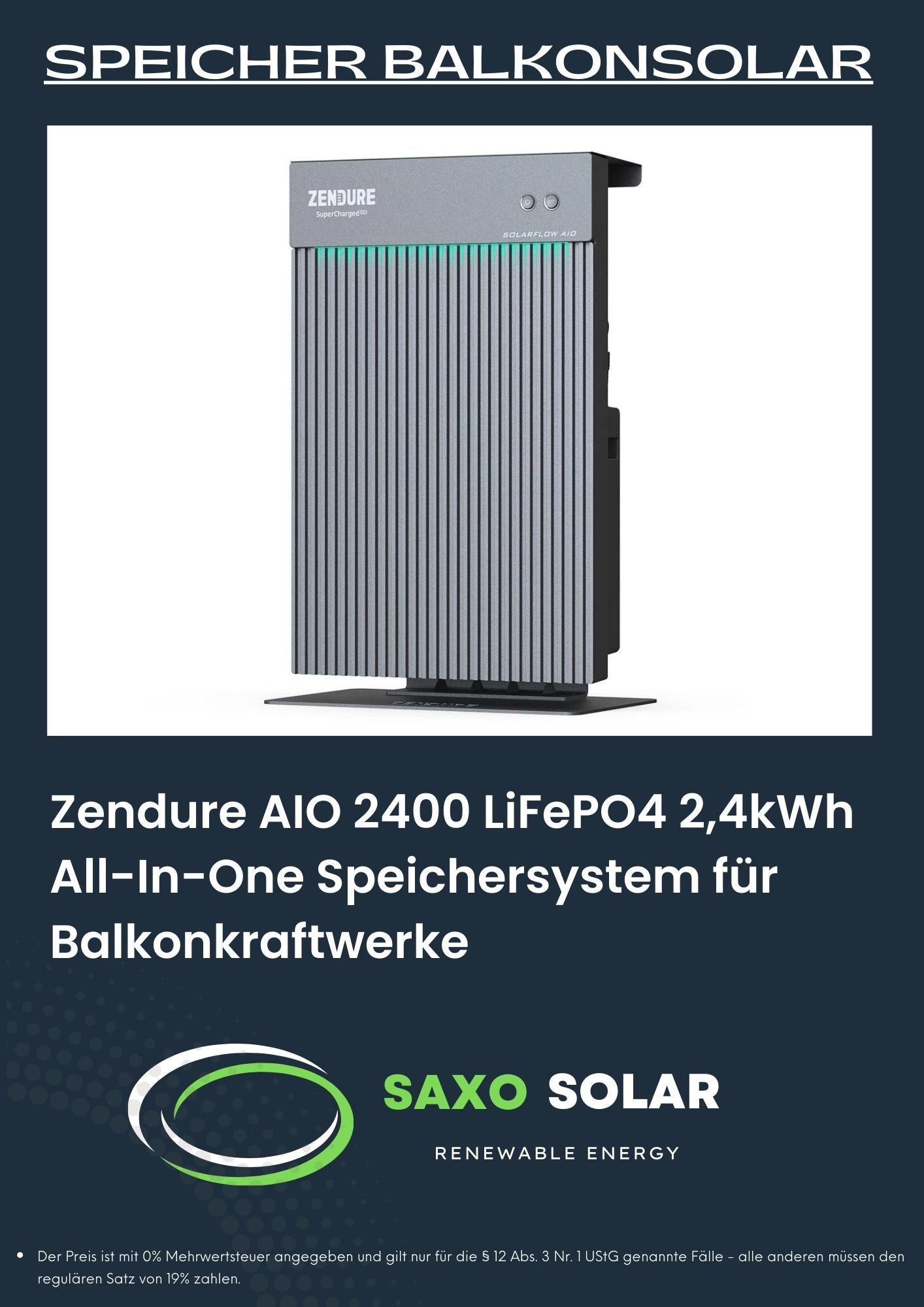 Zendure AIO 2400 LiFePO4 2,4kWh All-In-One Speichersystem für Balkonkraftwerke