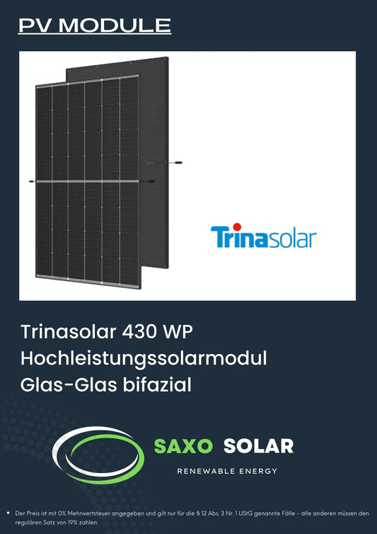 Trinasolar 430 WP Hochleistungssolarmodul Glas-Glas bifazial