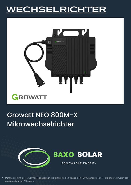 Growatt Neo 800 W Wechselrichter inkl. Schukokabel