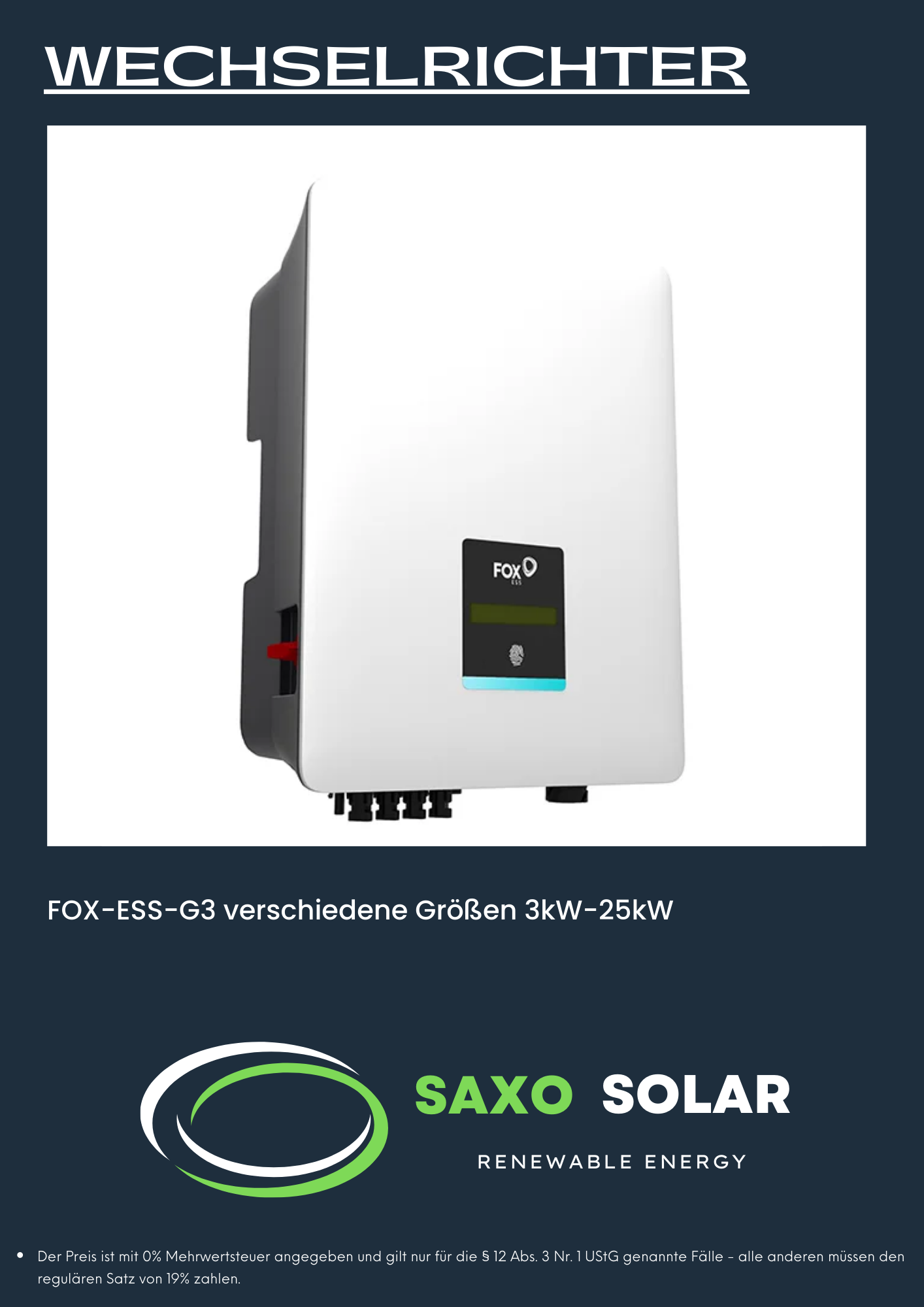 FOX-ESS-G3 Wechselrichter verschiedene Größen 3kW-25kW